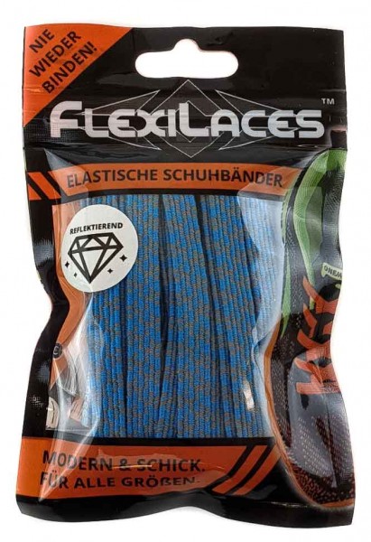 Flexilace flexible Schnürsenkel ohne Binden - reflex blau