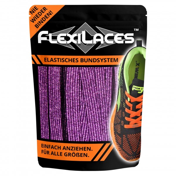 Flexilace flexible Schnürsenkel ohne Binden - glitzer lila