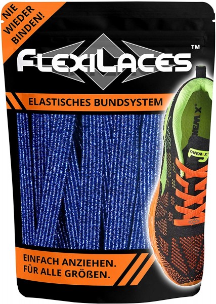 Flexilace flexible Schnürsenkel ohne Binden - glitzer blau